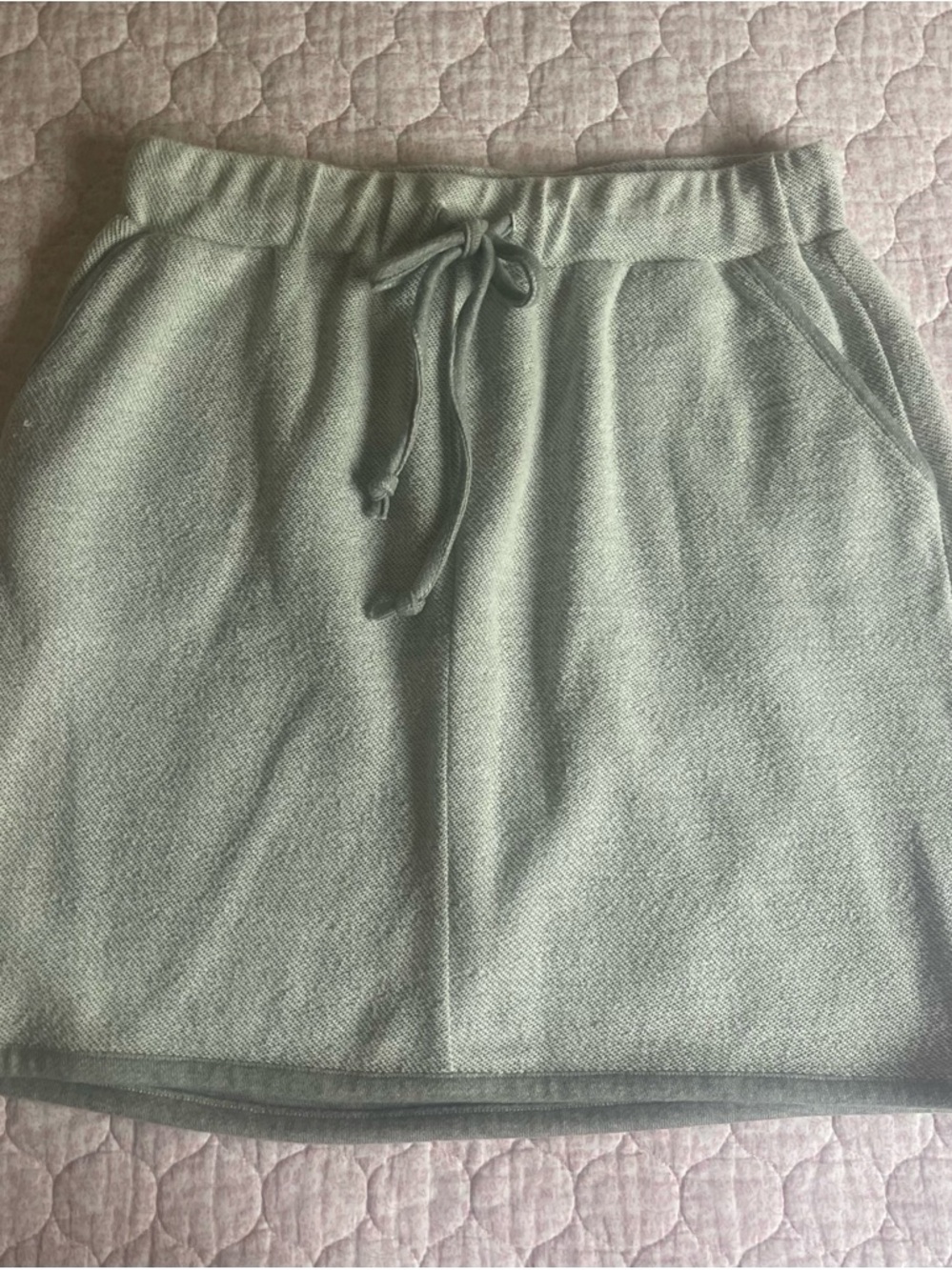 Drawstring Knit Mini Skirt in Gray
